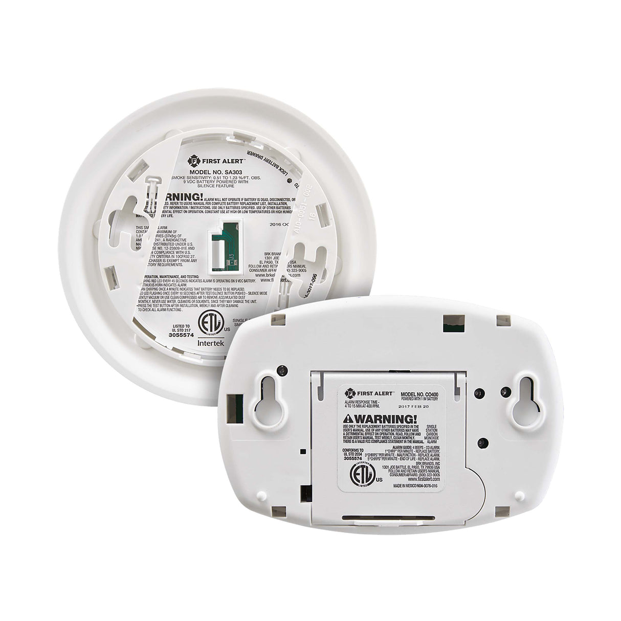 Smoke and Carbon Monoxide Alarm Combo Pack back view