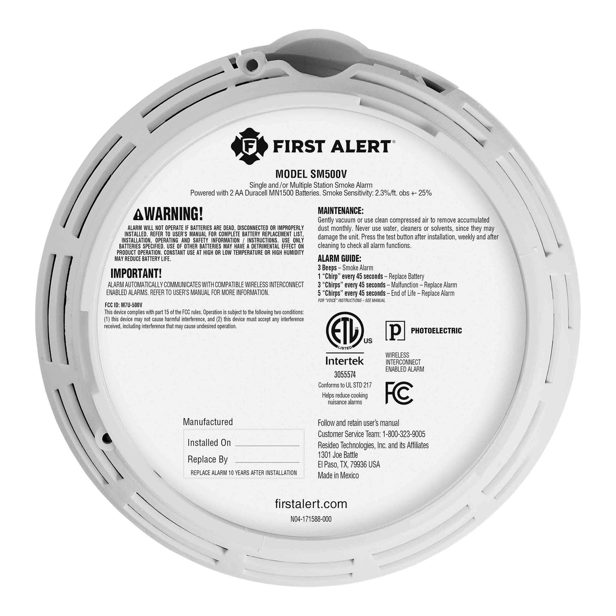 Interconnect Battery-Operated Smoke Alarm with Voice Alerts